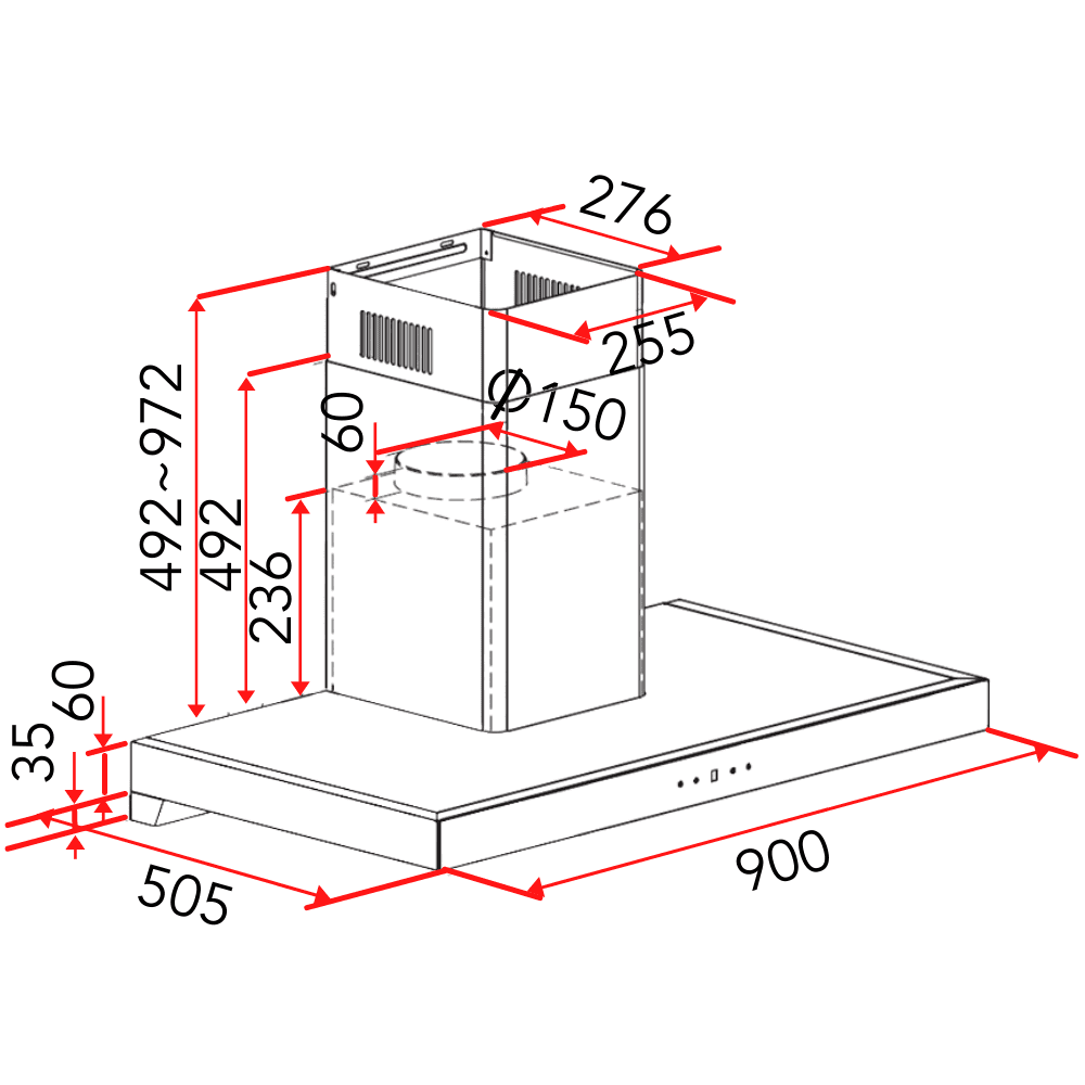 [Bundle B] 90cm Chimney Hood + 70cm Induction Hob | CK VISTA + HB BI 2721 A