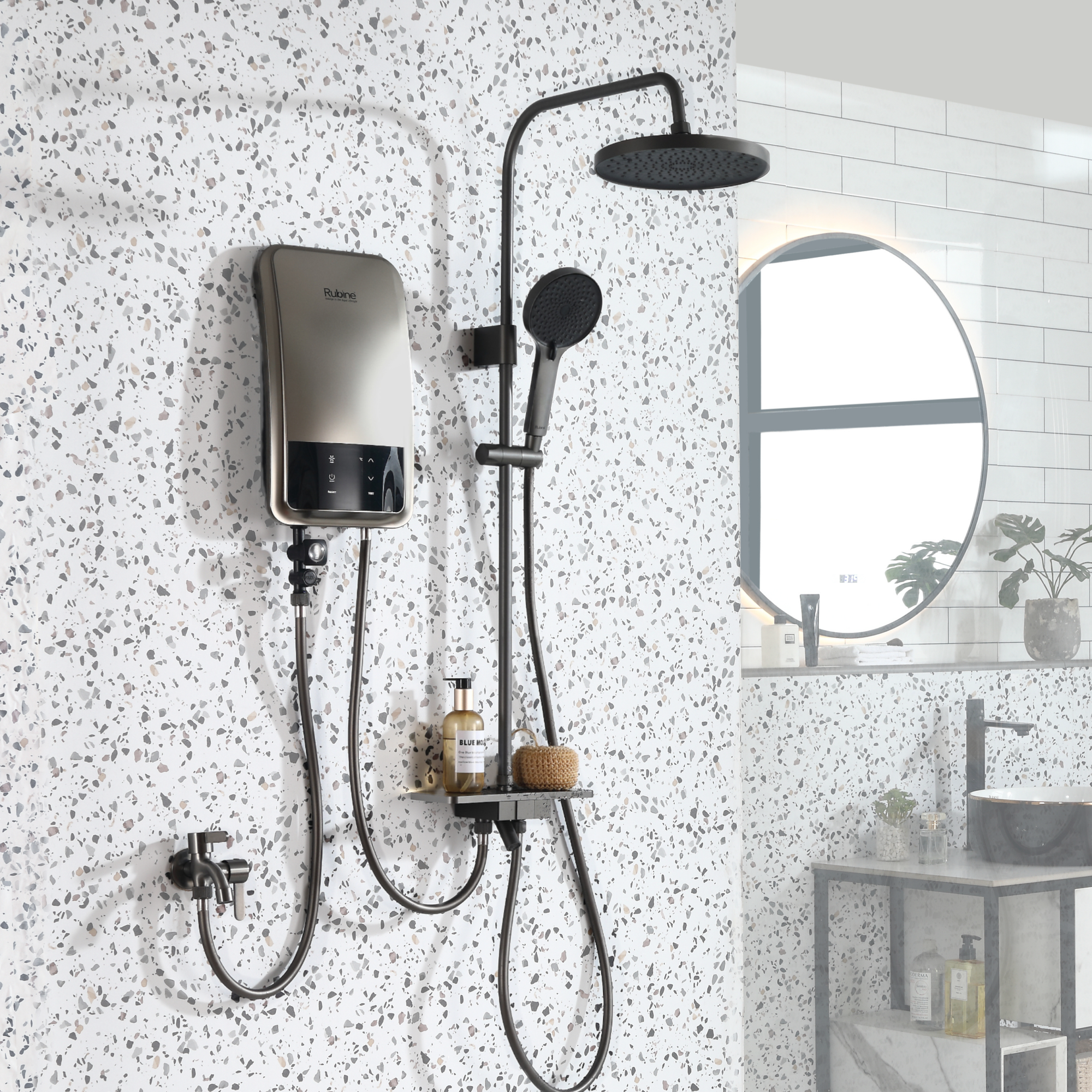ET-123 Instant Water Heater with Rainshower Shower Set | ET-123-MS, ET-123-MB, ET-123-GM