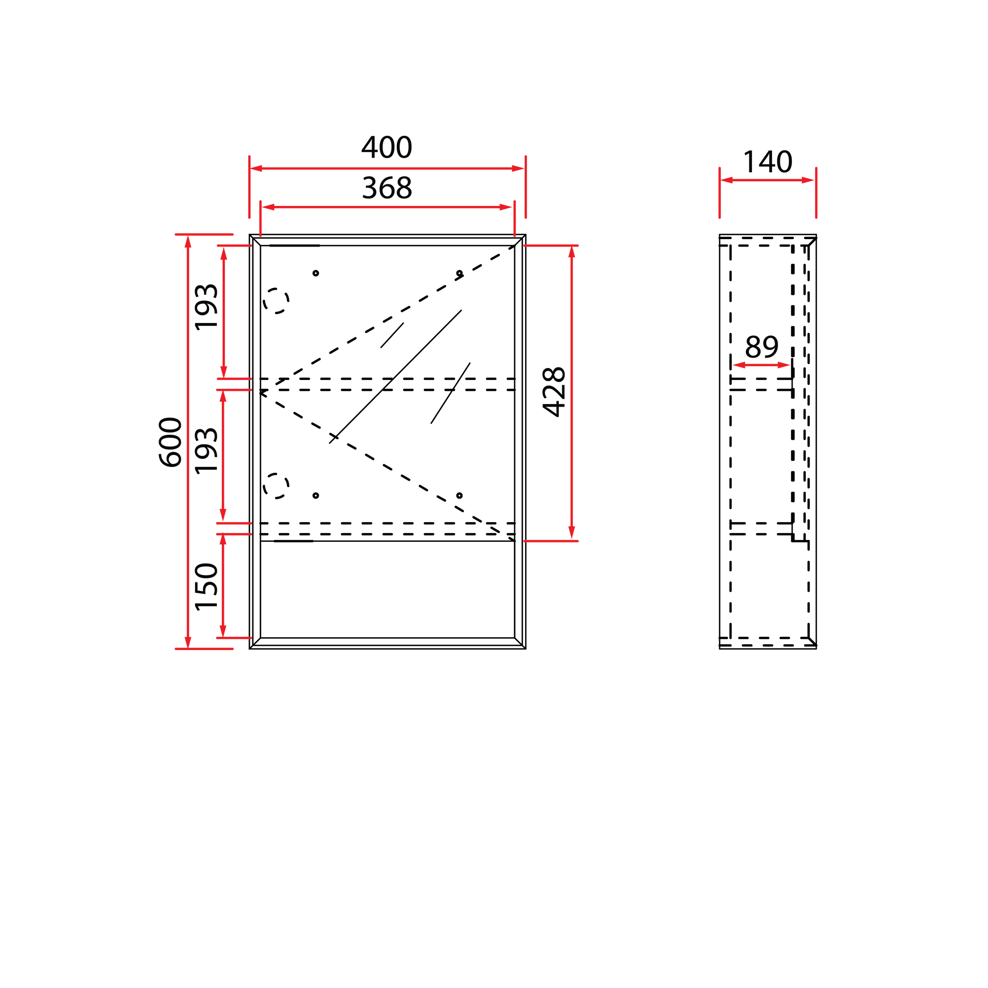 ACO 1 Door 1 Shelf PVC Mirror Cabinet | RMC-ACO-4060D1S1