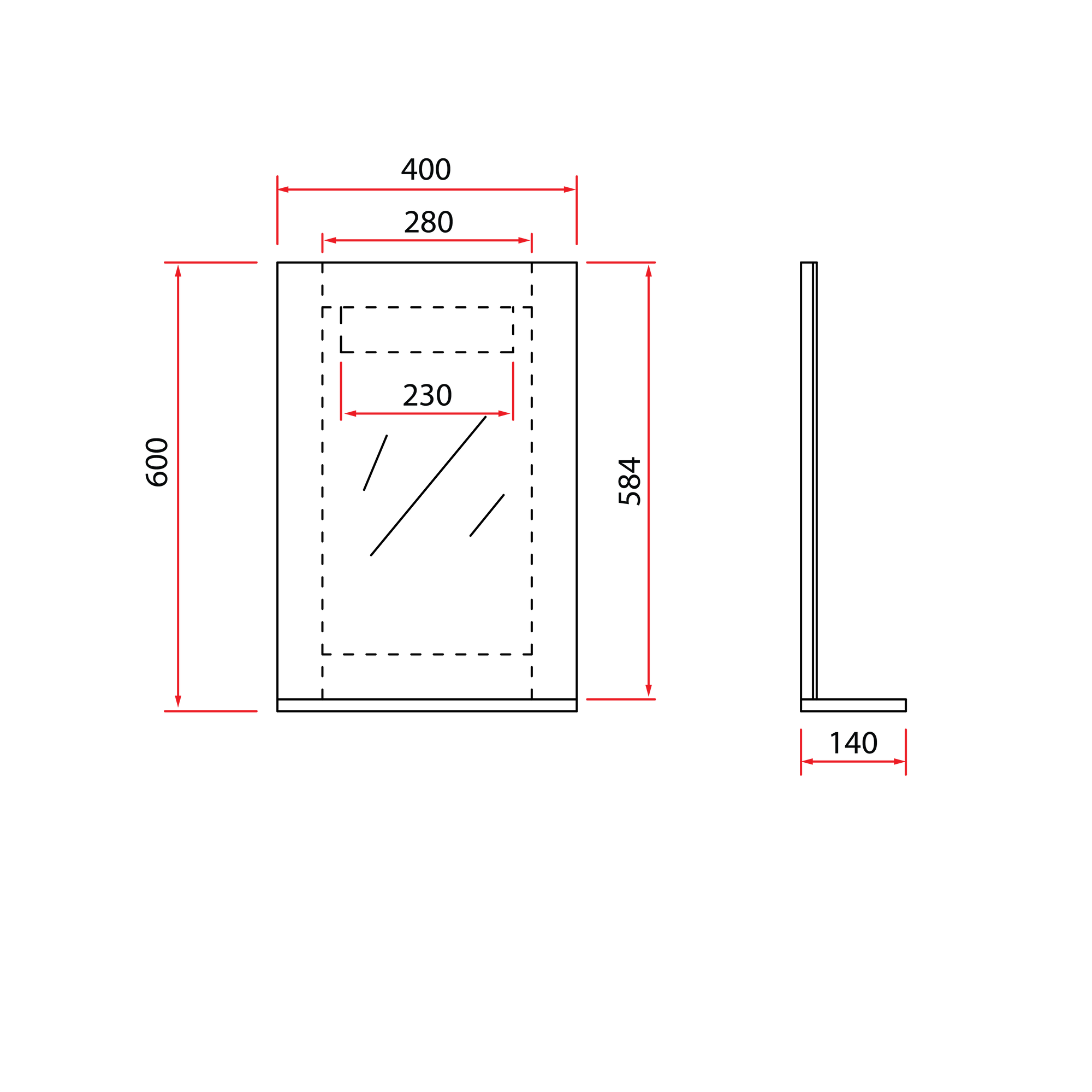 ACO Mirror with PVC Shelf | RMC-ACO-4060S1