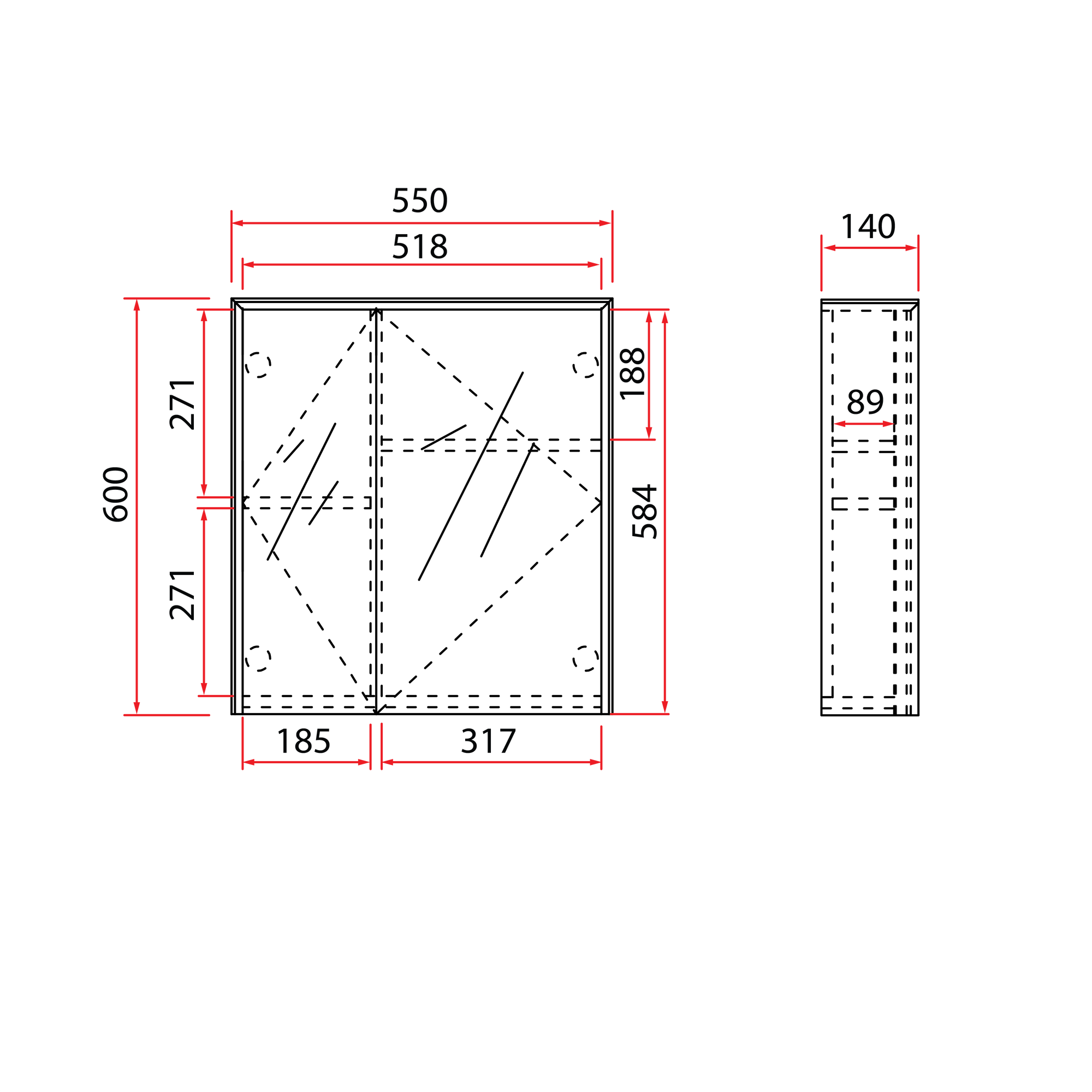 ACO 1 1⁄4 Door PVC Mirror Cabinet | RMC-ACO-5560D15