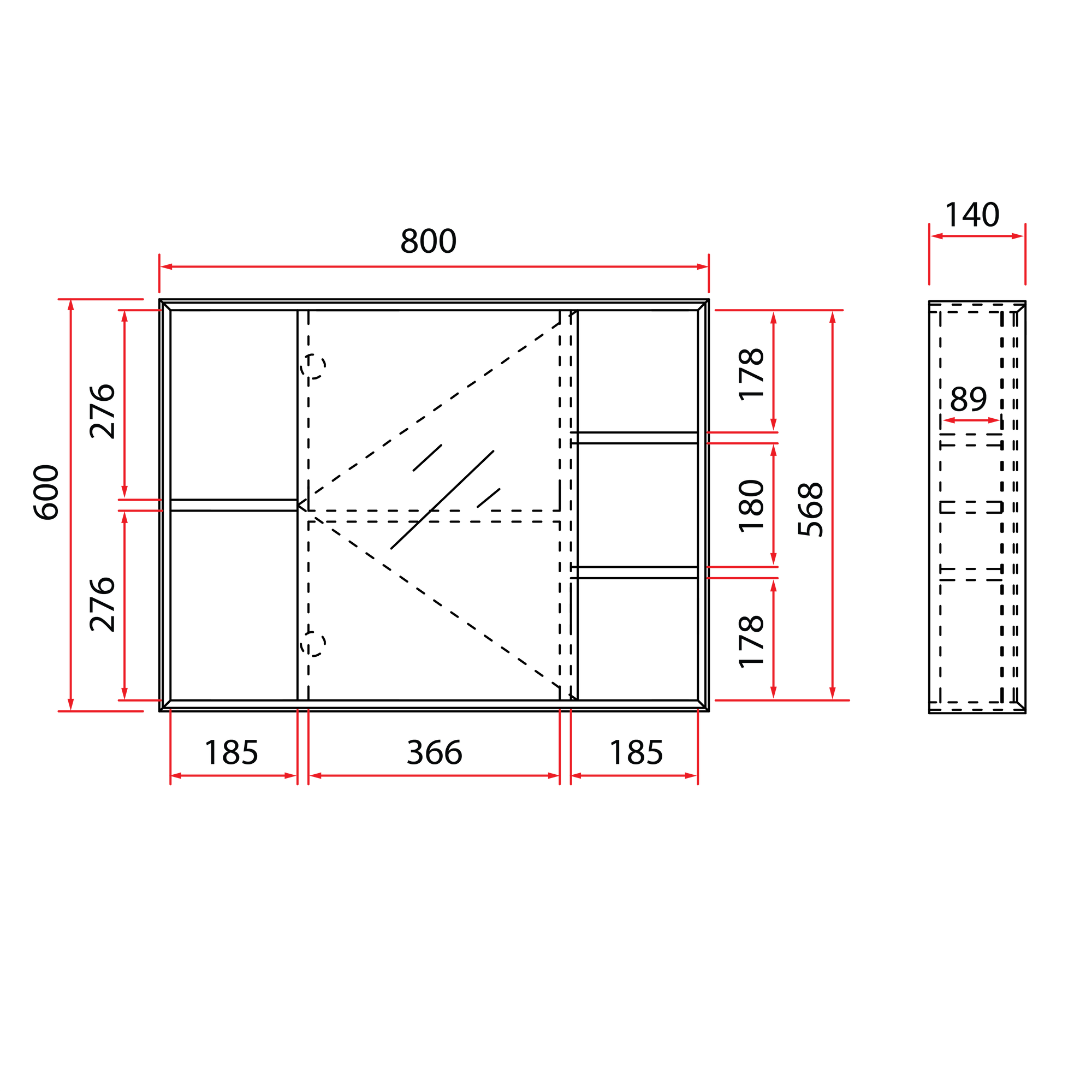 ACO 1 Door 2 Shelves PVC Mirror Cabinet | RMC-ACO-8060D1S2