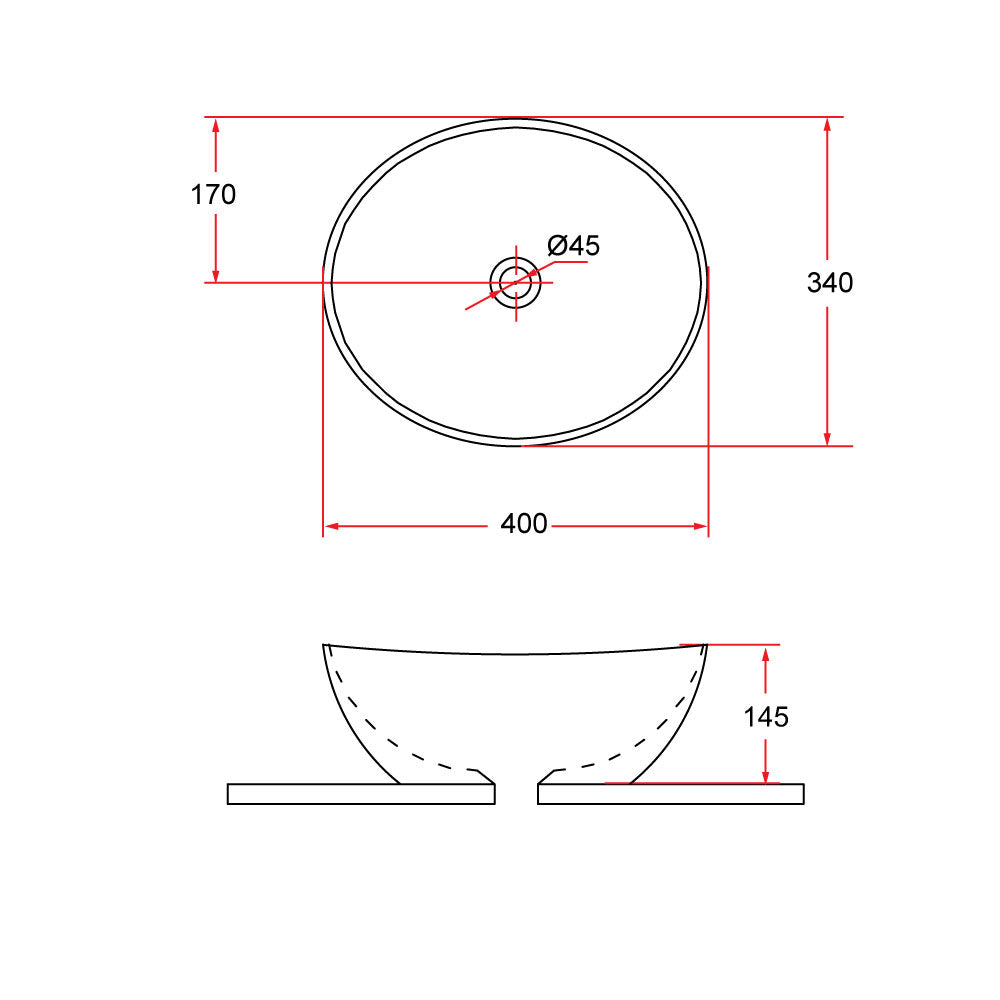 Countertop Oval Ceramic Basin | BOAT 40