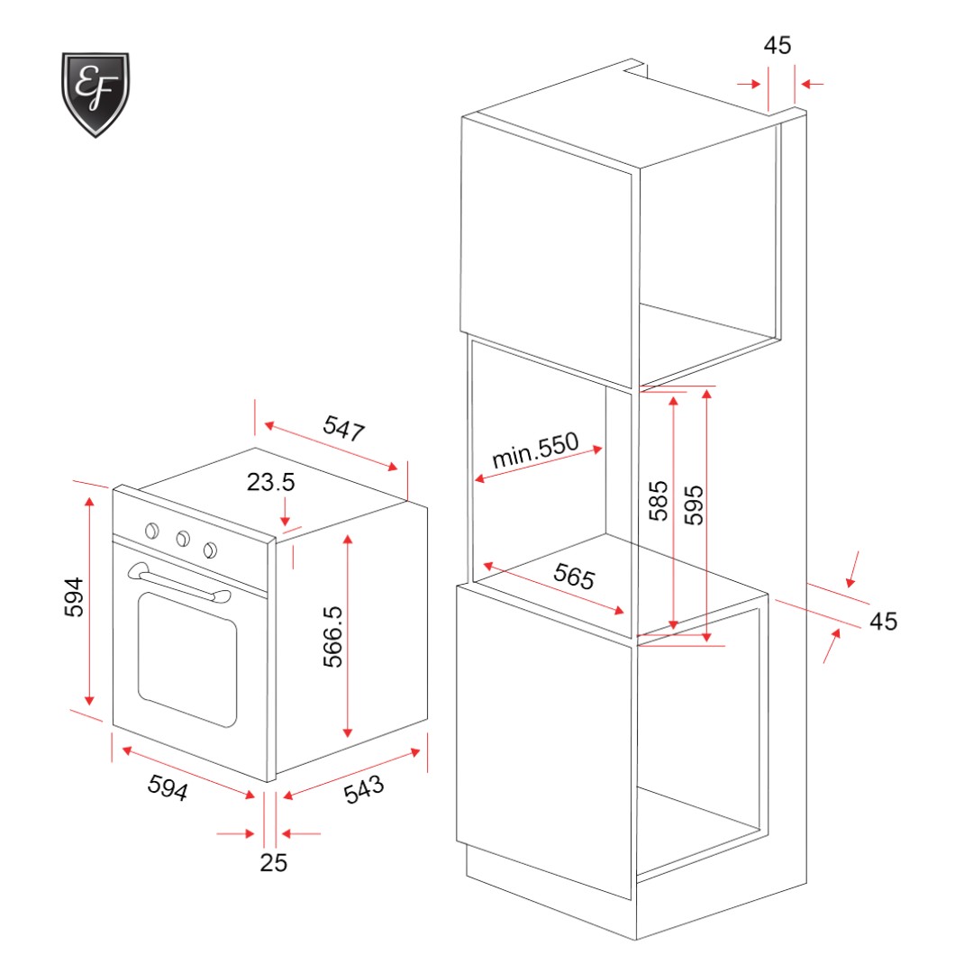 6 Functions 60cm Conventional Oven | BO-AE 62-A