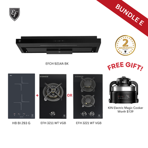 [Bundle E] 90cm Semi Integrated Hood + 30cm Induction Hob + 30cm Gas Hob| EFCH 9214A BK + HB BI 293G + EFH 3211 WT VGB or EFH 3221 WT VGB