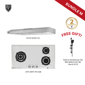 [Bundle M] 90cm Conventional Hood + 86cm 3 Burners Stainless Steel Gas Hob