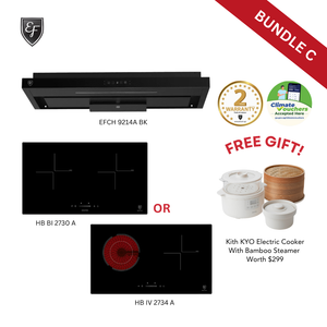 [Bundle C] 90cm Chimney Hood + 70cm Induction Hob or 70cm Combi Hob| EFCH 9214A BK + HB BI 2730 A or HB IV 2734 A