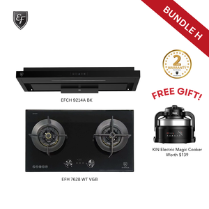 [Bundle H] 90cm Semi Integrated Hood + 78cm Gas Hob| EFCH 9214A BK + EFH 7628 WT VGB