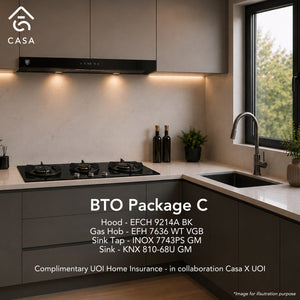 Casa x UOI BTO Package C (EFH 7636 WT VGB + EFCH 9214A BK + INOX 7743PS GM + KNX 810-68U GM)