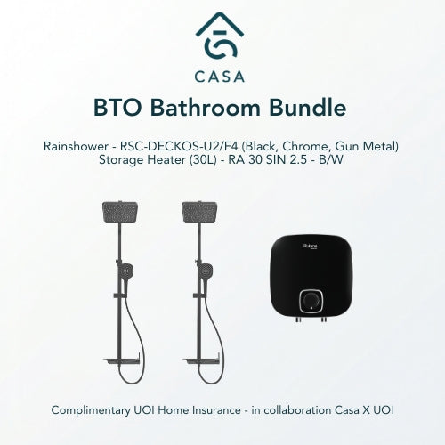 CASA BTO Bathroom Bundle – Rubine Rainshower & Storage Heater Package