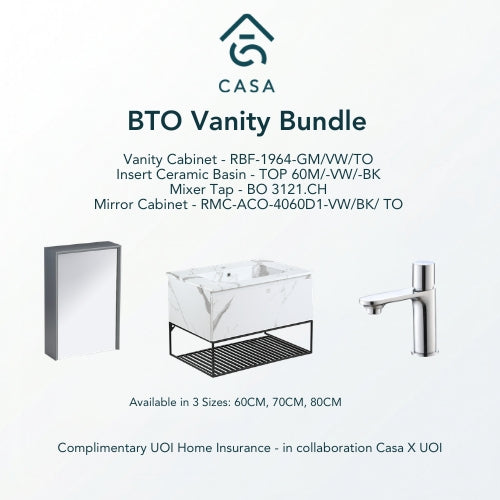 CASA BTO Vanity Bundle – Modern Bathroom Package (60CM / 70CM / 80CM)