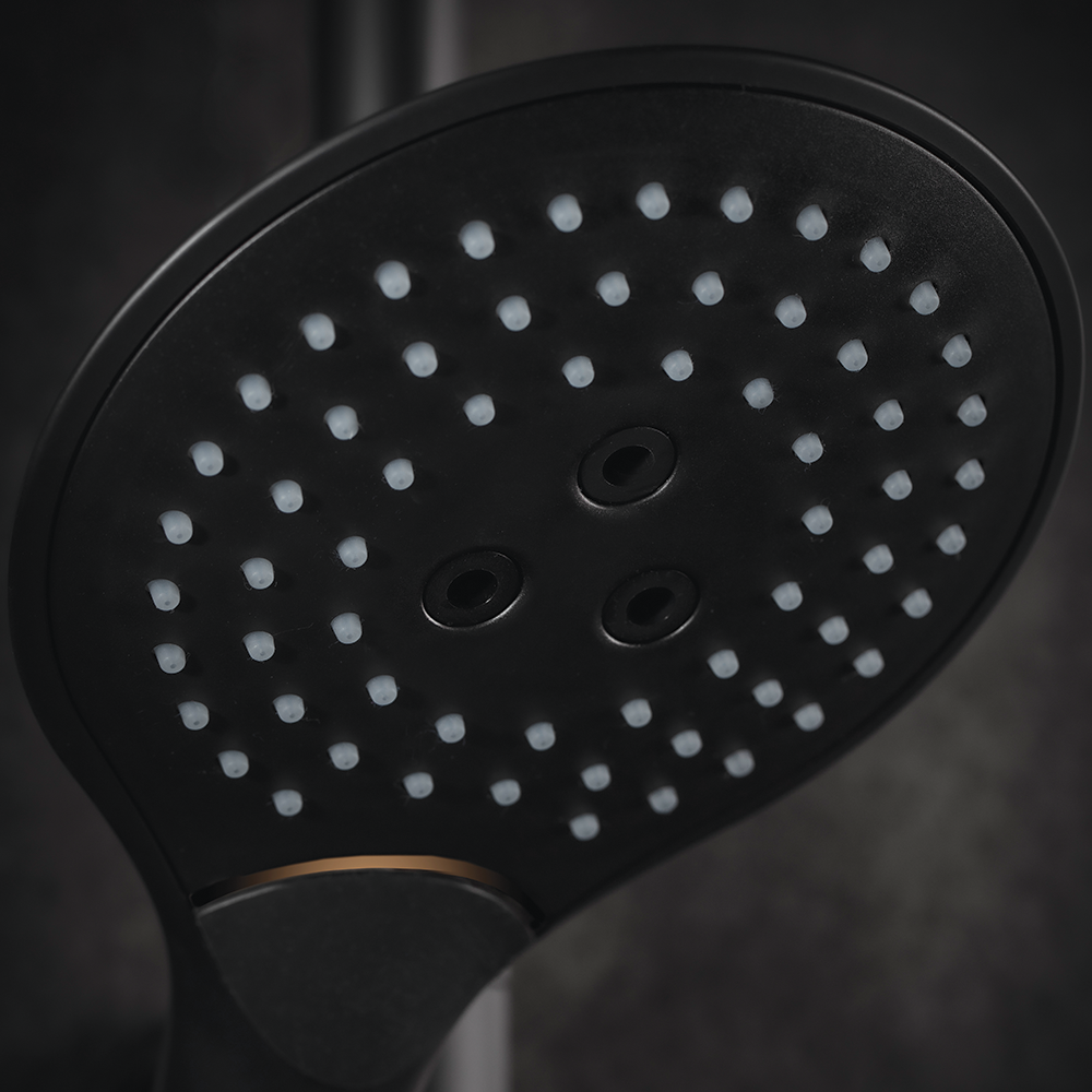Pushstop Round Rainshower Column With Mixer (Matte Black) | RSC-PUSHSTOP-R61-BK