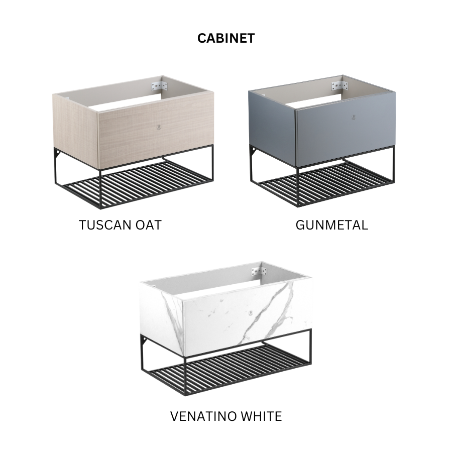 60cm Press-To-Open Vanity Cabinet + Countertop Basin | RBF-1864-TO/VW/GM