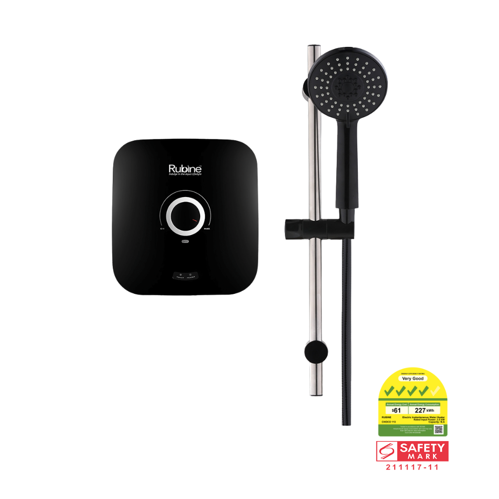 CHOCO Instant Water Heater with Shower Set (Black/White)