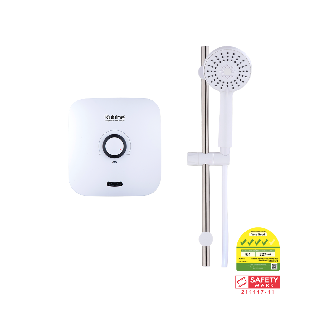 CHOCO Instant Water Heater with Shower Set (Black/White)