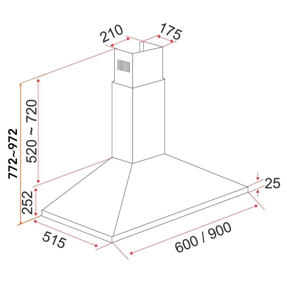 Wall Mounted Chimmey Hood 60cm | CK PREMIO 60 S