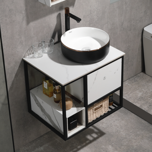 60cm Press-To-Open Vanity Cabinet + Countertop Basin | RBF-2064-VW/GM/TO