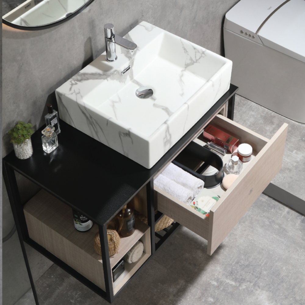 70cm Press-To-Open Vanity Cabinet + Countertop Basin | RBF-2074-VW/GM/TO