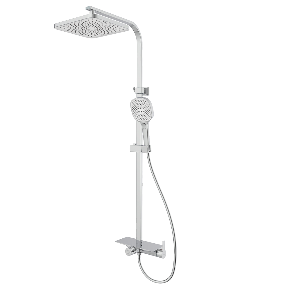 Deckos Square Rainshower Column With Mixer Shelf