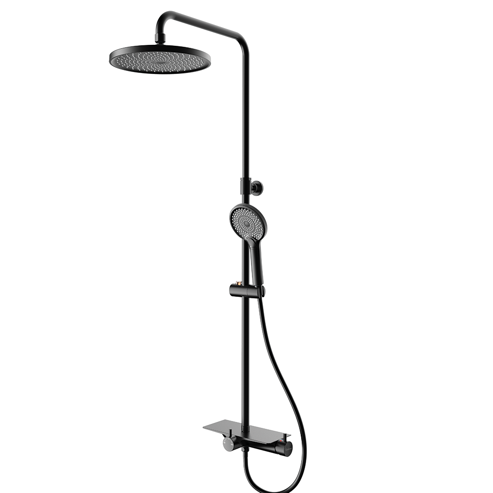 Deckos Round Rainshower Column With Mixer Shelf