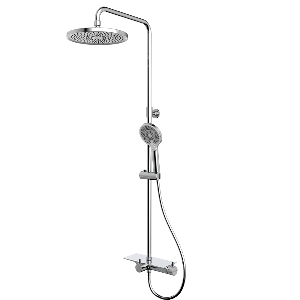 Deckos Round Rainshower Column With Mixer Shelf