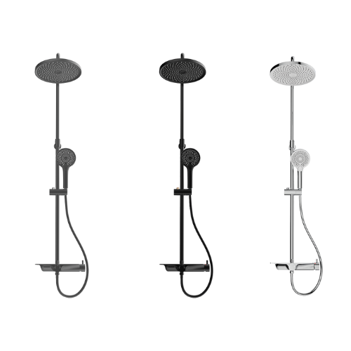 Deckos Round Rainshower Column With Mixer Shelf