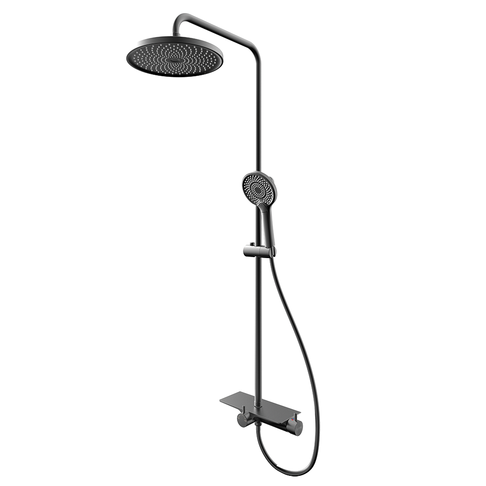 Deckos Round Rainshower Column With Mixer Shelf