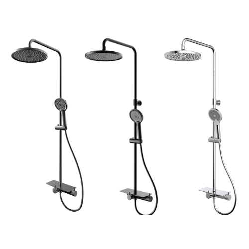 Deckos Round Rainshower Column With Mixer Shelf