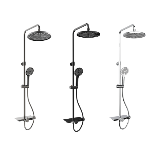 Deckos Round Rainshower Column With Mixer Shelf