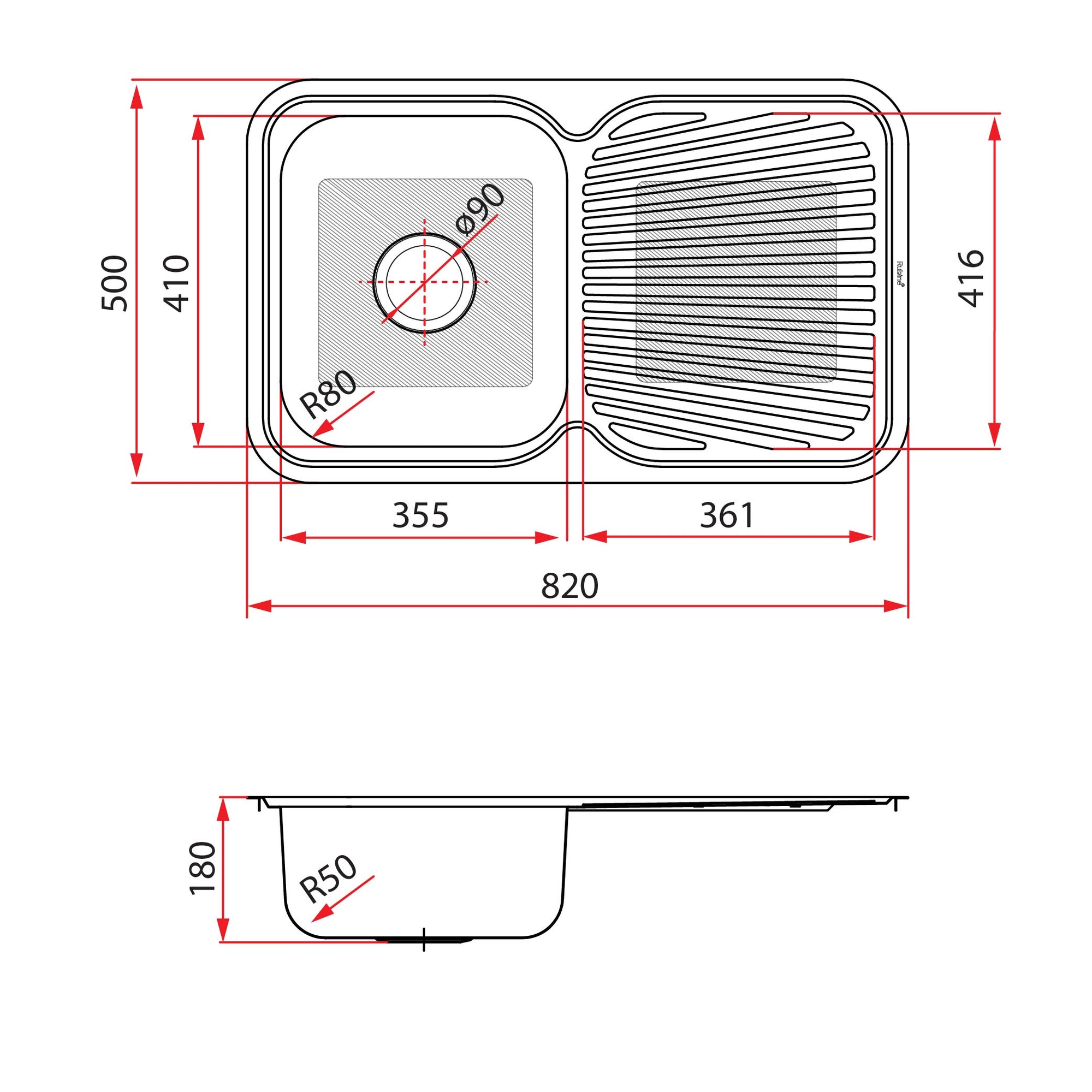 1 Bowl + Drainer Inset Stainless Steel Kitchen Sink | DUX 611