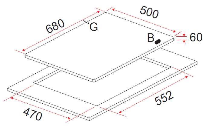 68cm 3 Burners Stainless Steel Gas Hob | EFH 3760 TN VSB