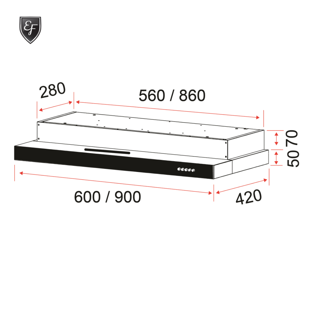 Conventional Slim Hood 60cm | EFCH 6202 HM SSL