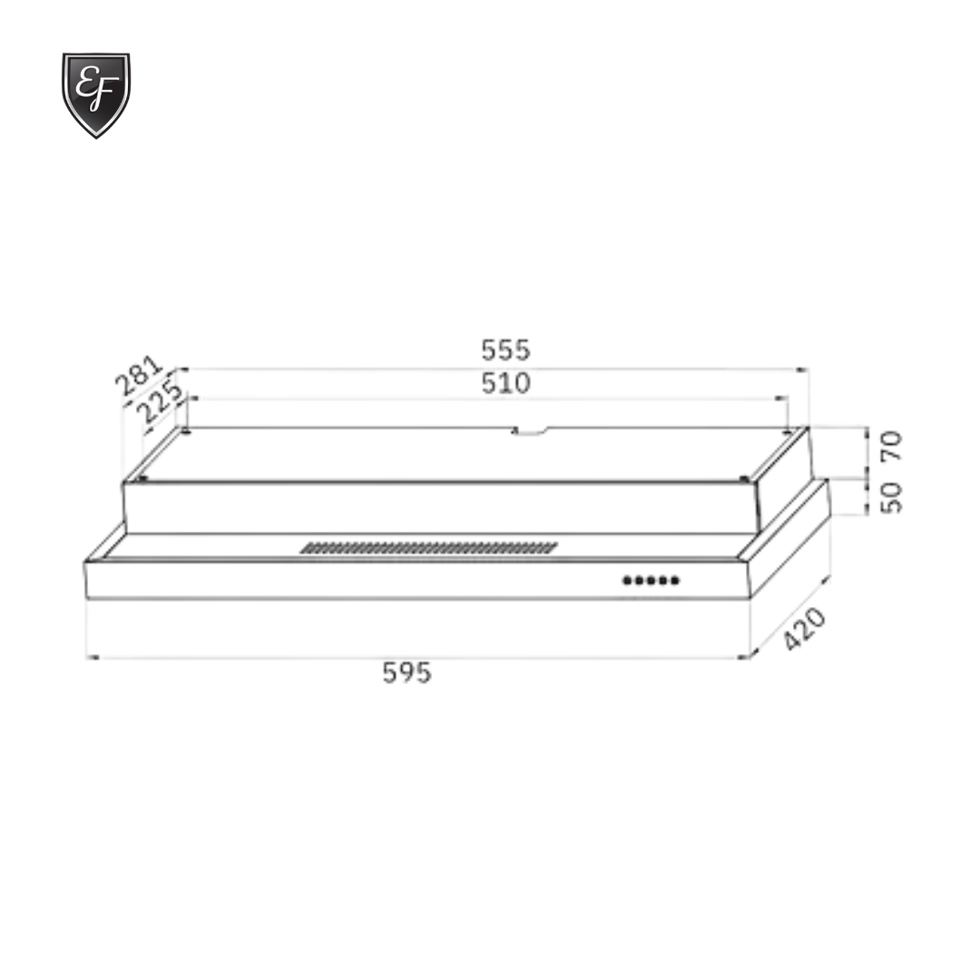 Semi Integrated Slim Hood 60cm | EFCH 6202T BK