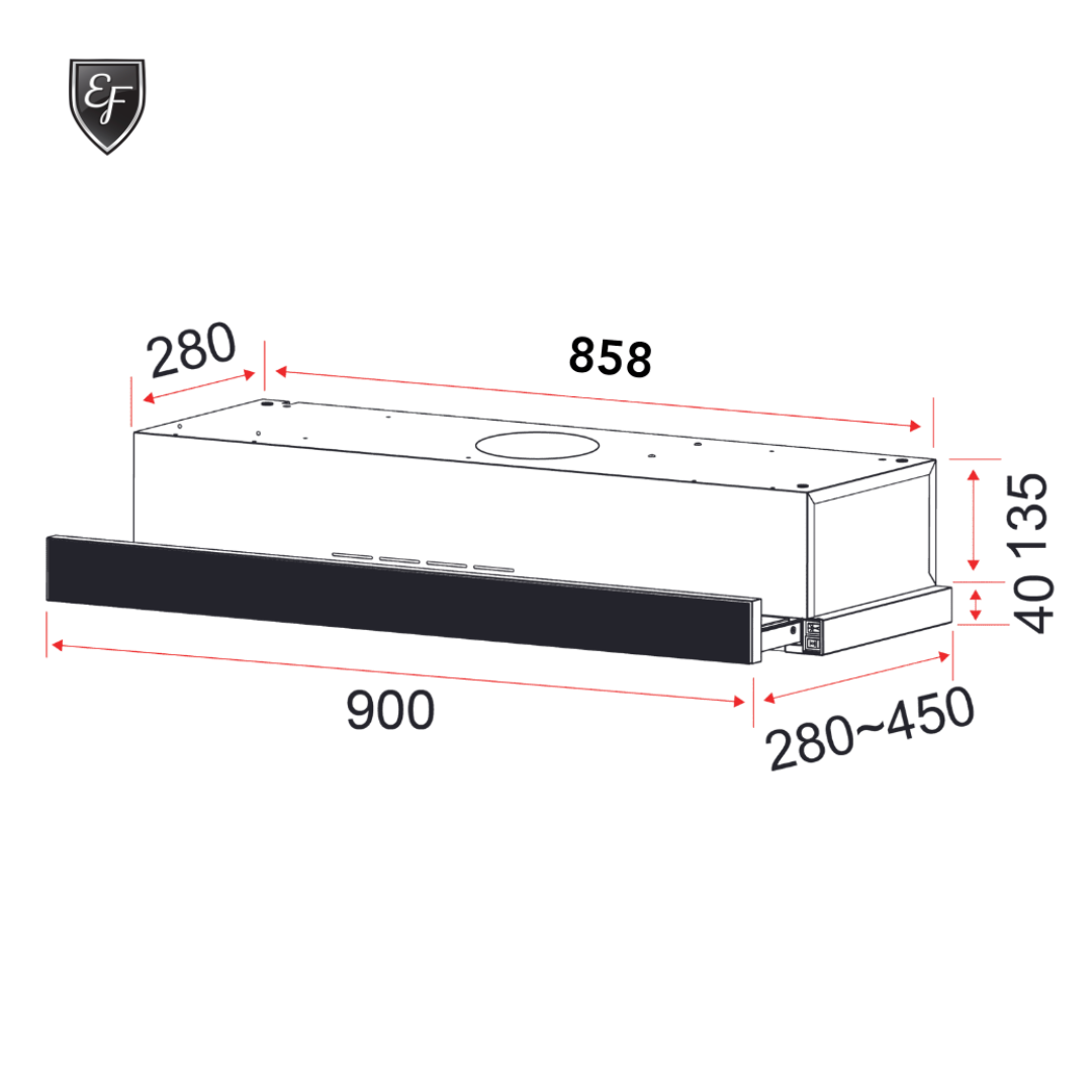 Telescopic Hood 90cm |  EFCH 9402-AL
