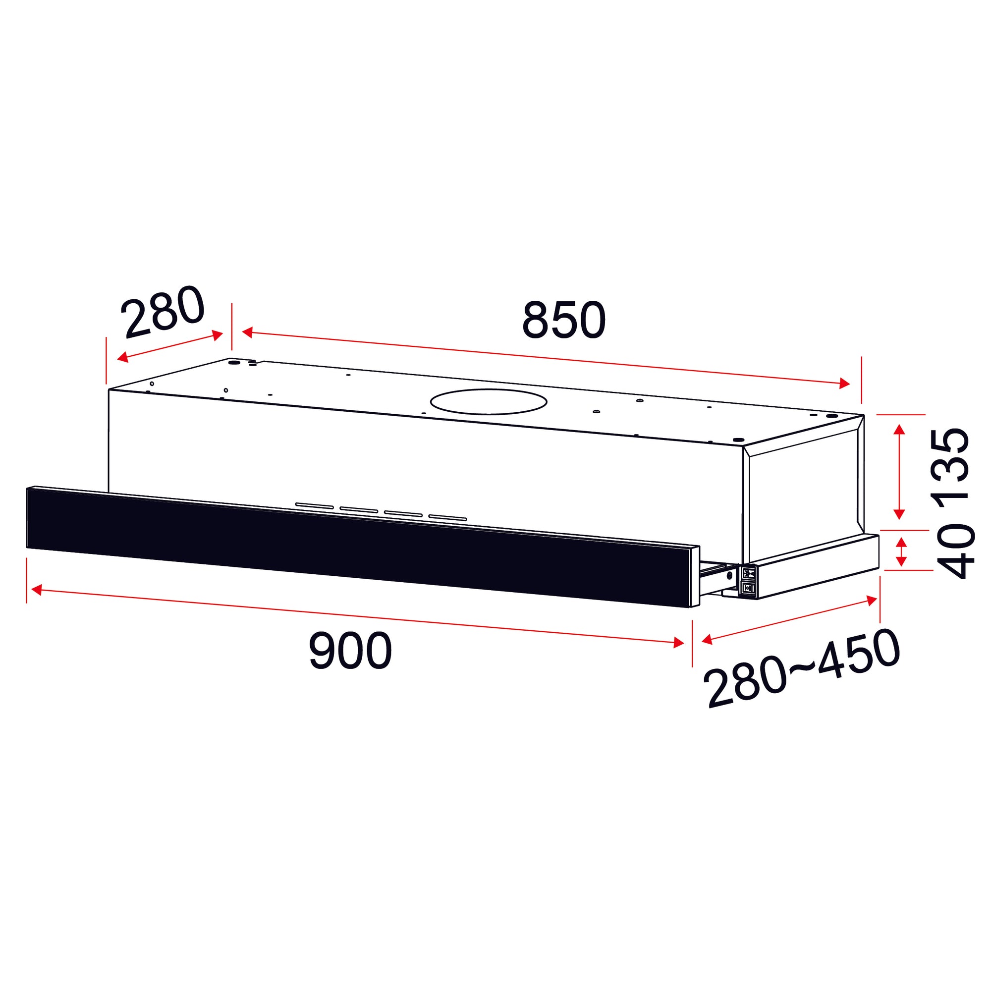 Telescopic Hood 90cm |  EFCH 9402-AL