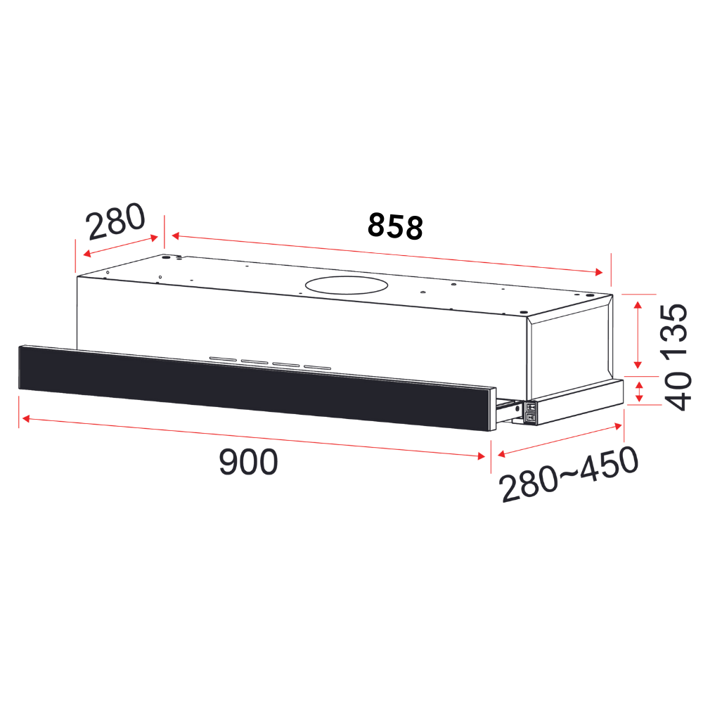 Telescopic Hood 90cm |  EFCH 9402-AL