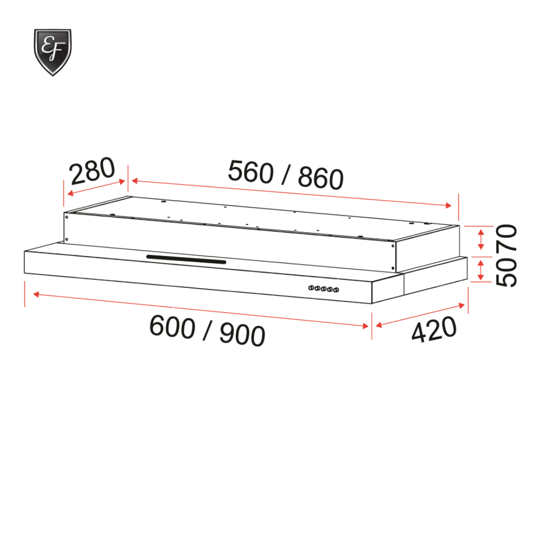 Semi Integrated Slim Hood 60cm | EFCH 6201T SS