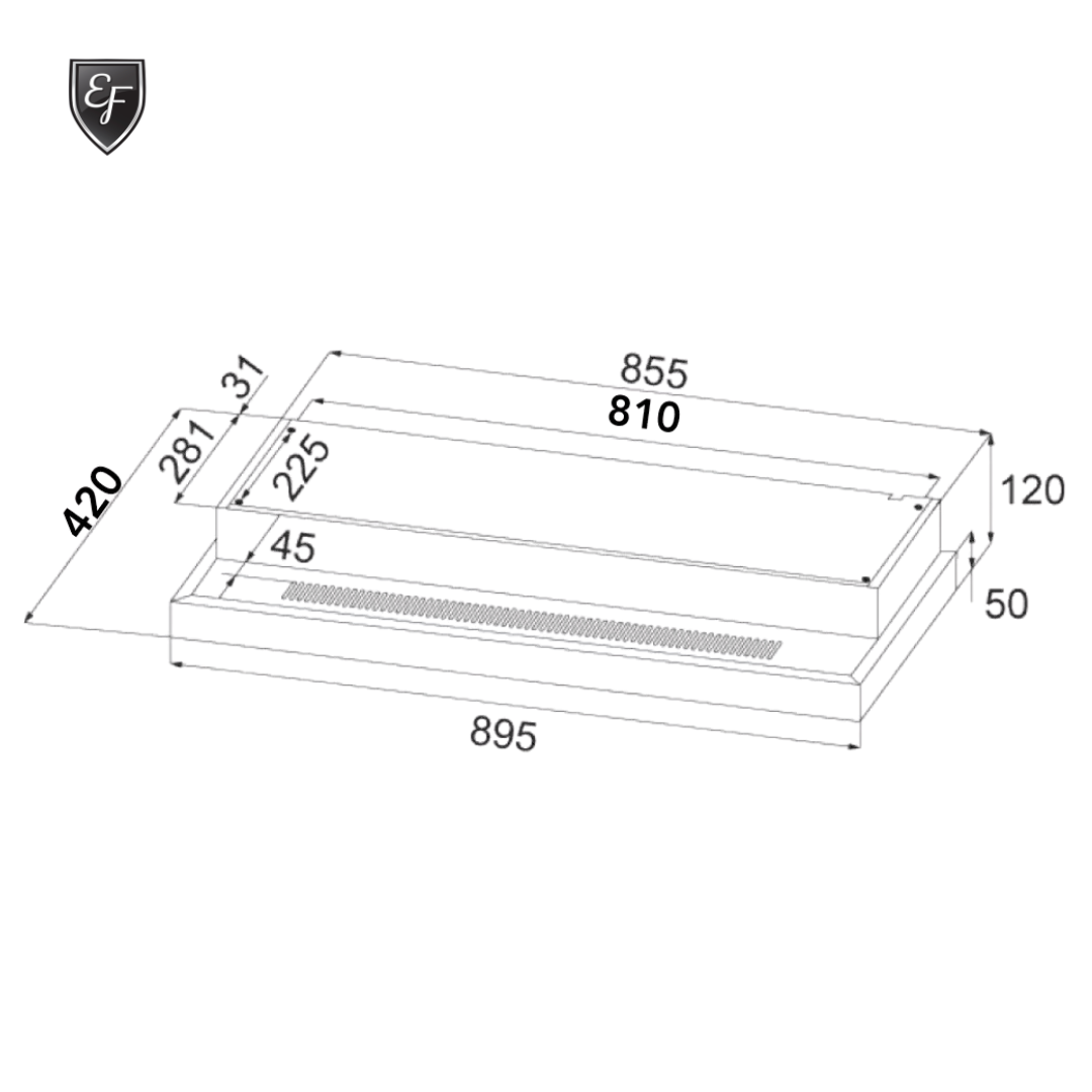 Semi Integrated Slim Hood 90cm | EFCH 9204T BK