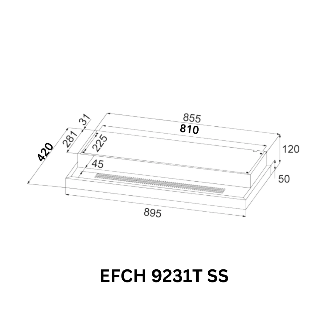 [Bundle K] 90cm Conventional Hood + 76cm 3 Burners Stainless Steel Gas Hob | EFCH 92131T +EFH 3768 WT VSB