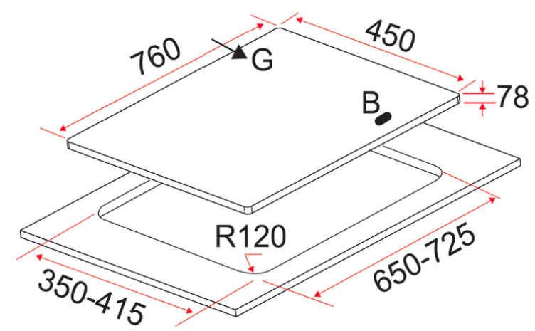 76cm 2 Brass Burners Stainless Steel Gas Hob | EFH 2763 WT VSB