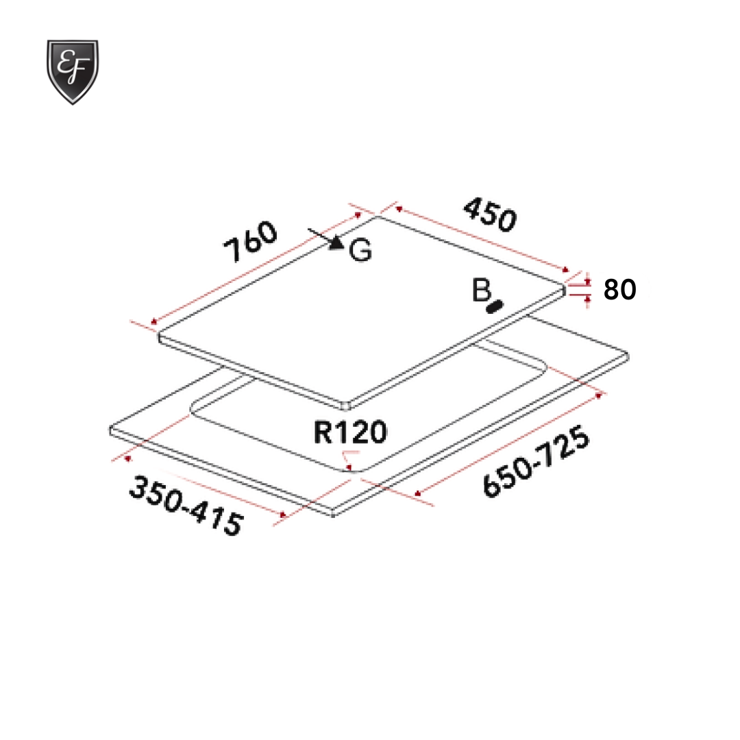 76cm 2 Burners Stainless Steel Gas Hob