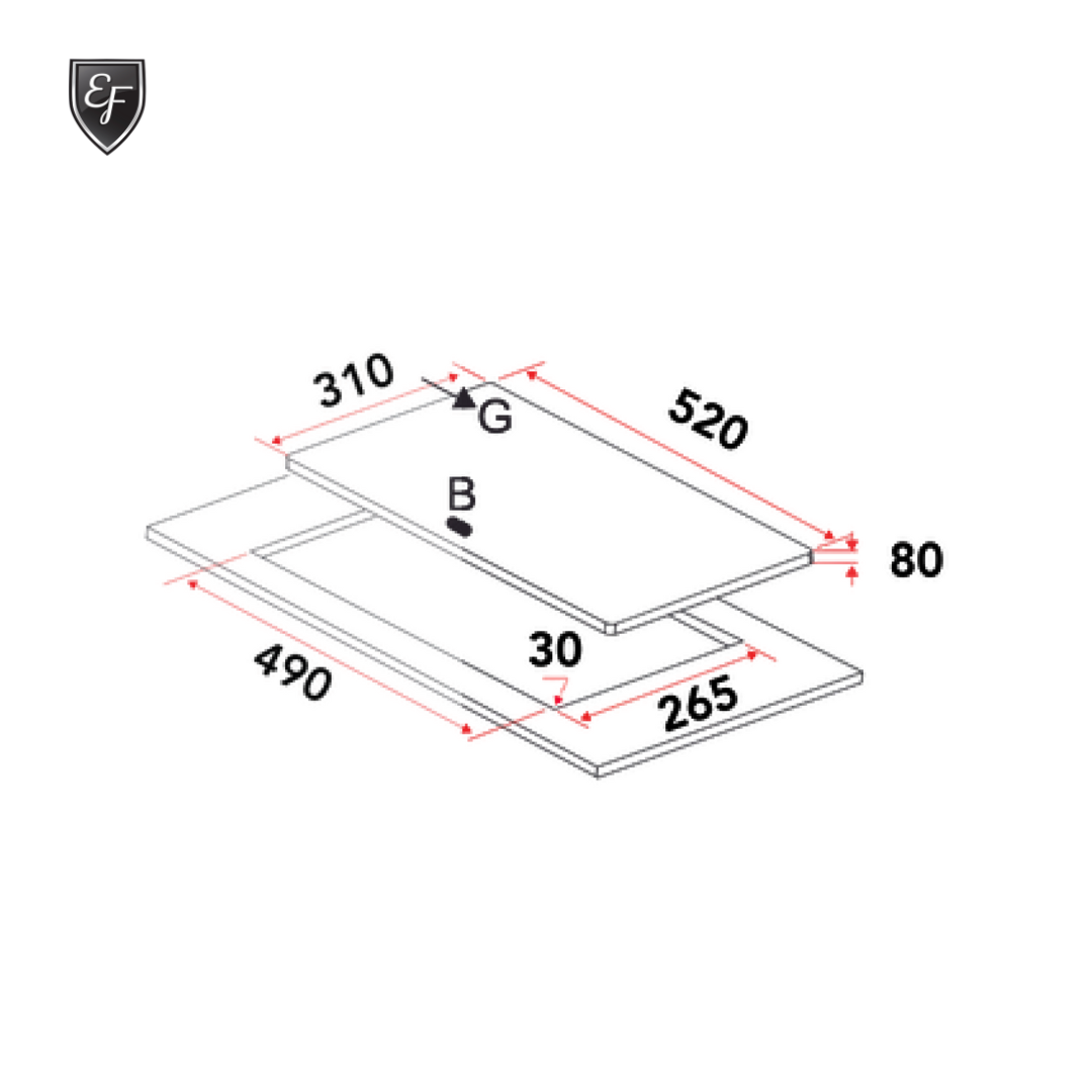 30cm 2 Burner Black Glass Domino Gas Hob