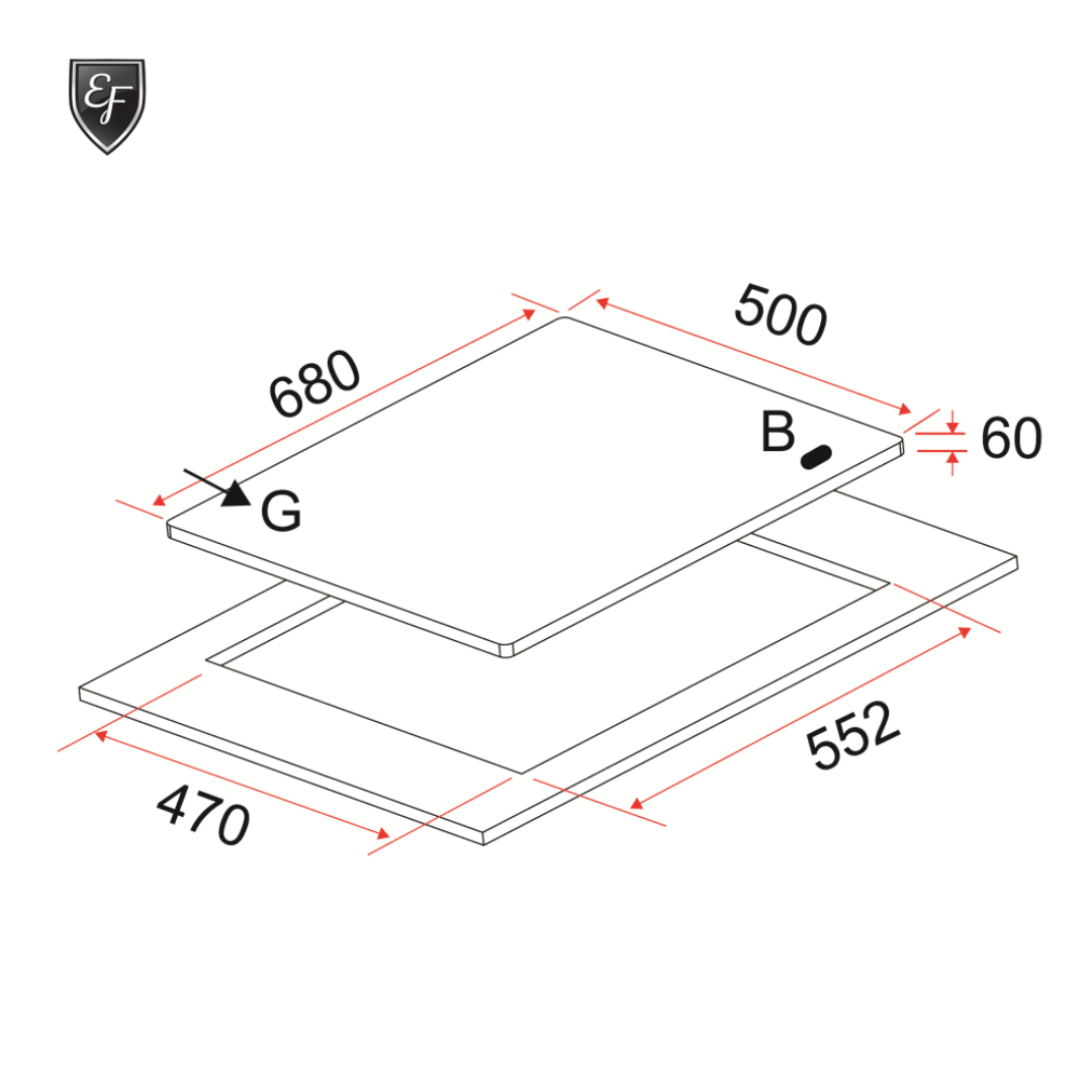 68cm 3 Burners Stainless Steel Gas Hob | EFH 3761 TN VSB