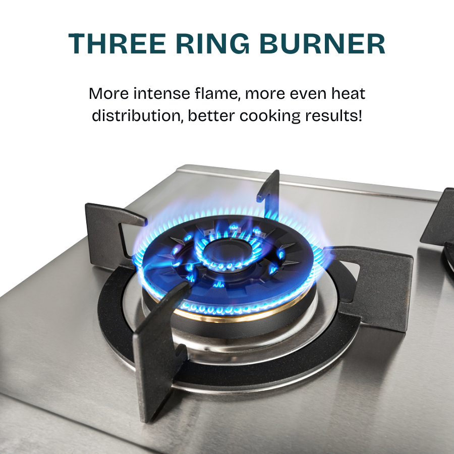 76cm 3 Brass Burners, Stainless Steel Gas Hob | EFH 3767 WT VSB