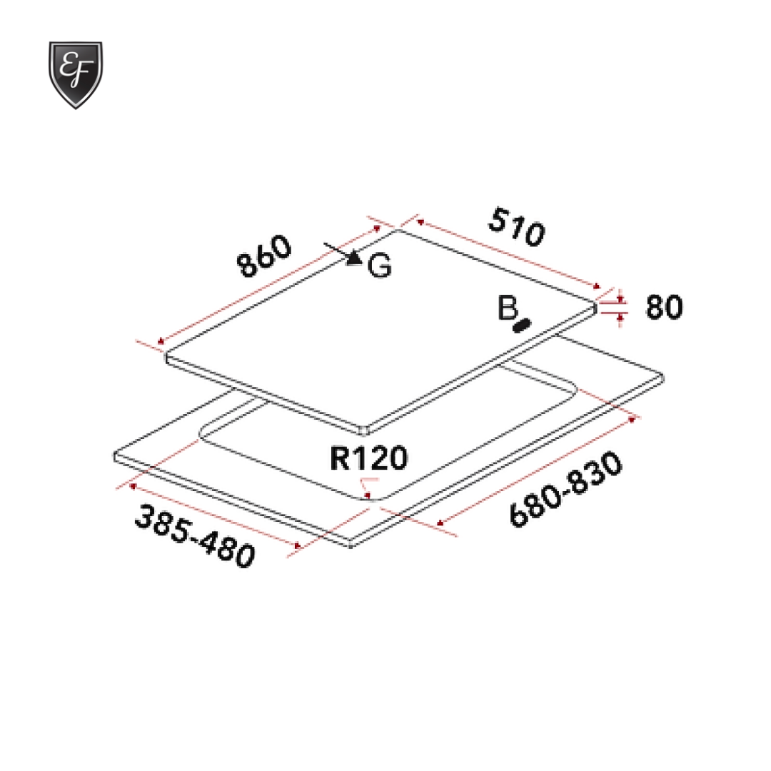 86cm 3 Burners Stainless Steel Gas Hob