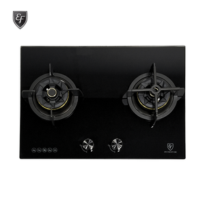 70cm 2 Burners Black Glass Gas Hob
