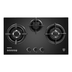 73cm 3 Burners, Black Glass Gas Hob | EFH 7630 TN VGB