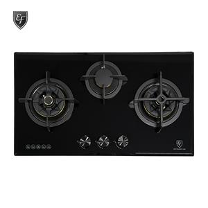 78cm 3 Burners Black Glass Gas Hob