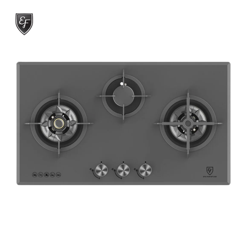 78cm 3 Burners Matte Black Glass Gas Hob | EFH 7636 WT VGB MG