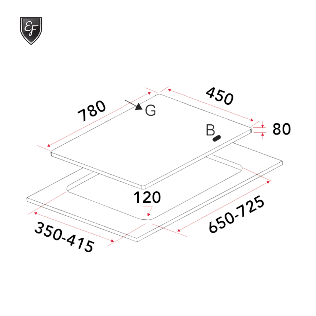 78cm 3 Burners Matte Black Glass Gas Hob | EFH 7636 WT VGB MG